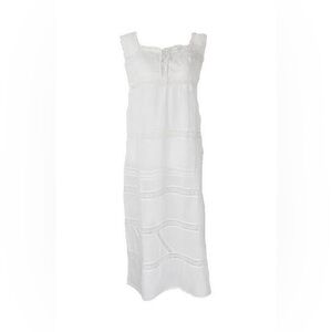 KÚR Women's Lace Trim Pleated Cotton Shift Dress NWOT